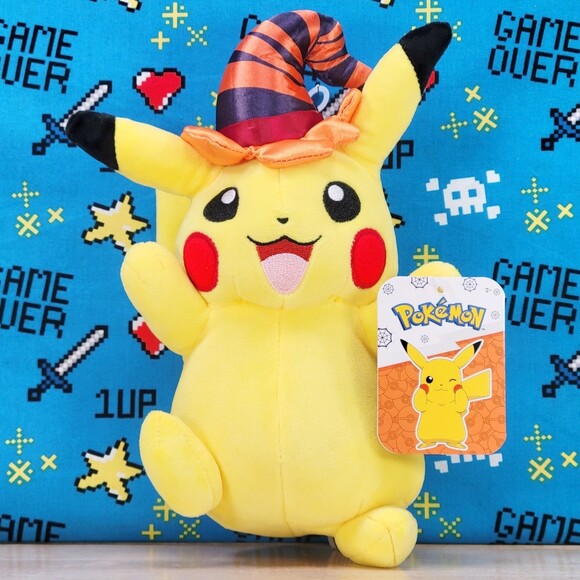 Jazwares Pokemon Pikachu w/ Witches Hat 8" Halloween Video Game Toy Plush NWT - Picture 1 of 8